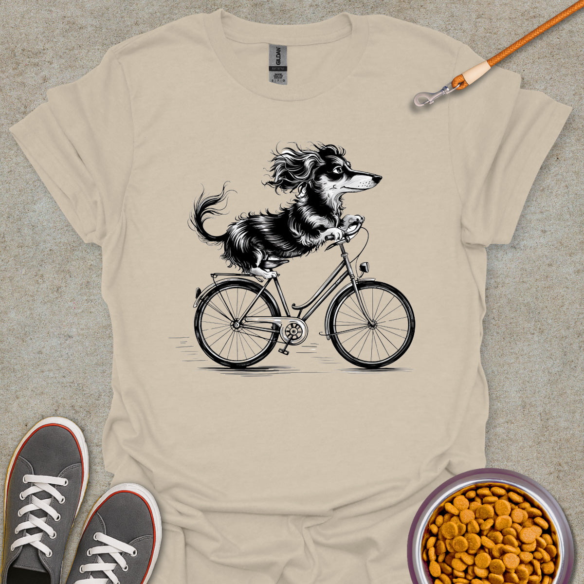 Dachshund Cycling Artistic T-Shirt