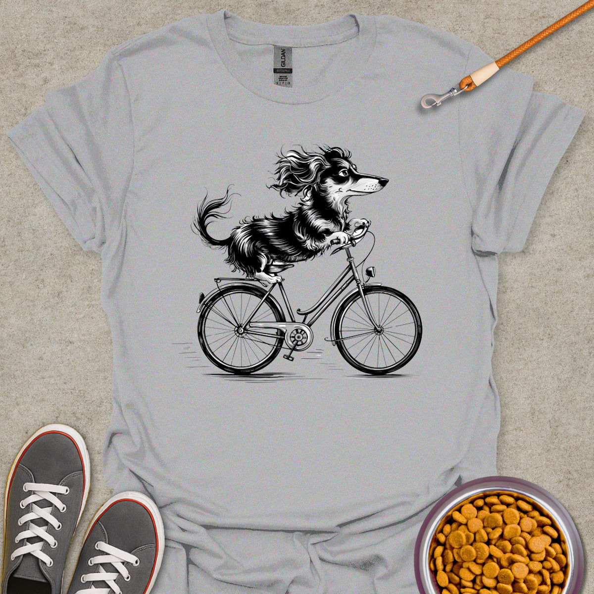 Dachshund Cycling Artistic T-Shirt