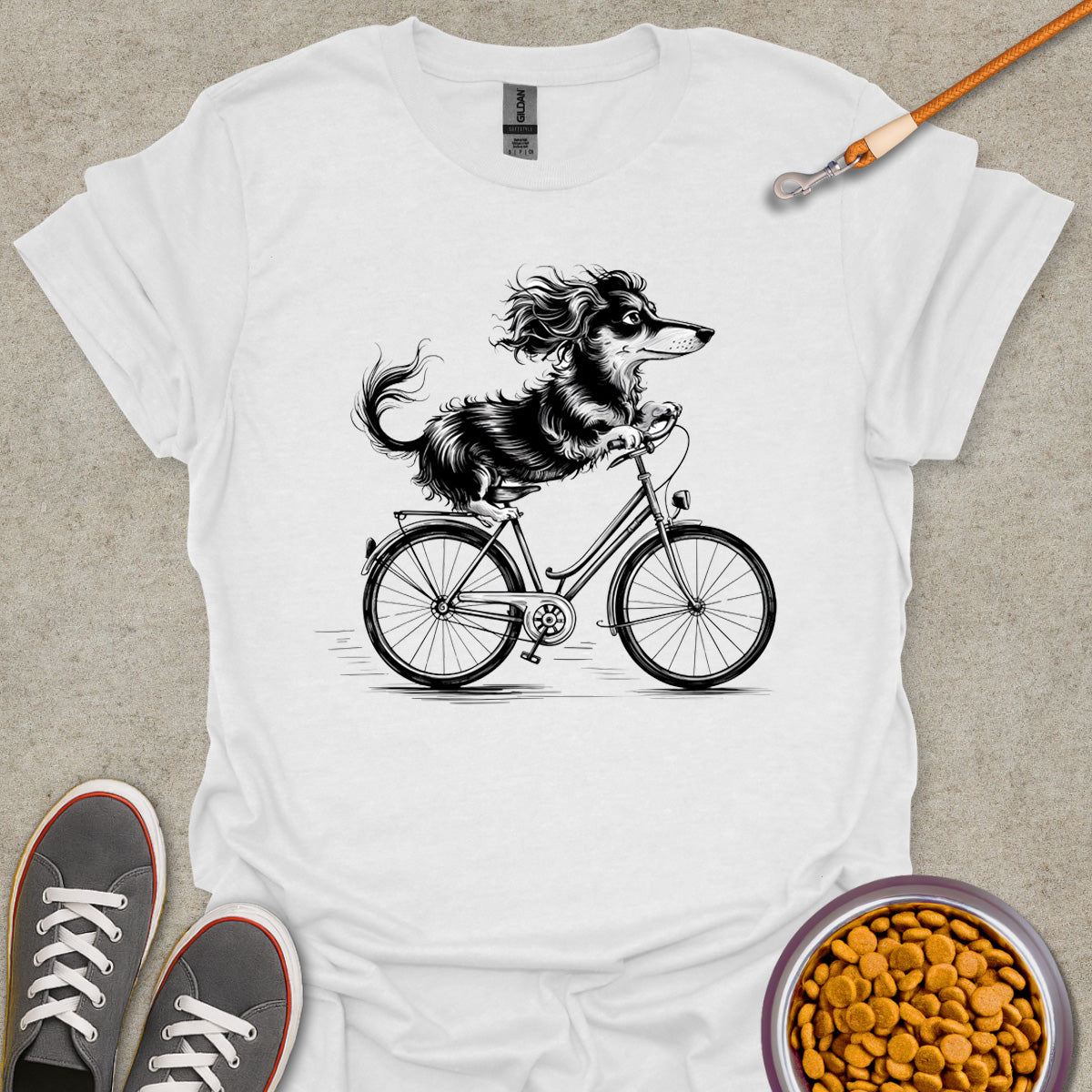 Dachshund Cycling Artistic T-Shirt